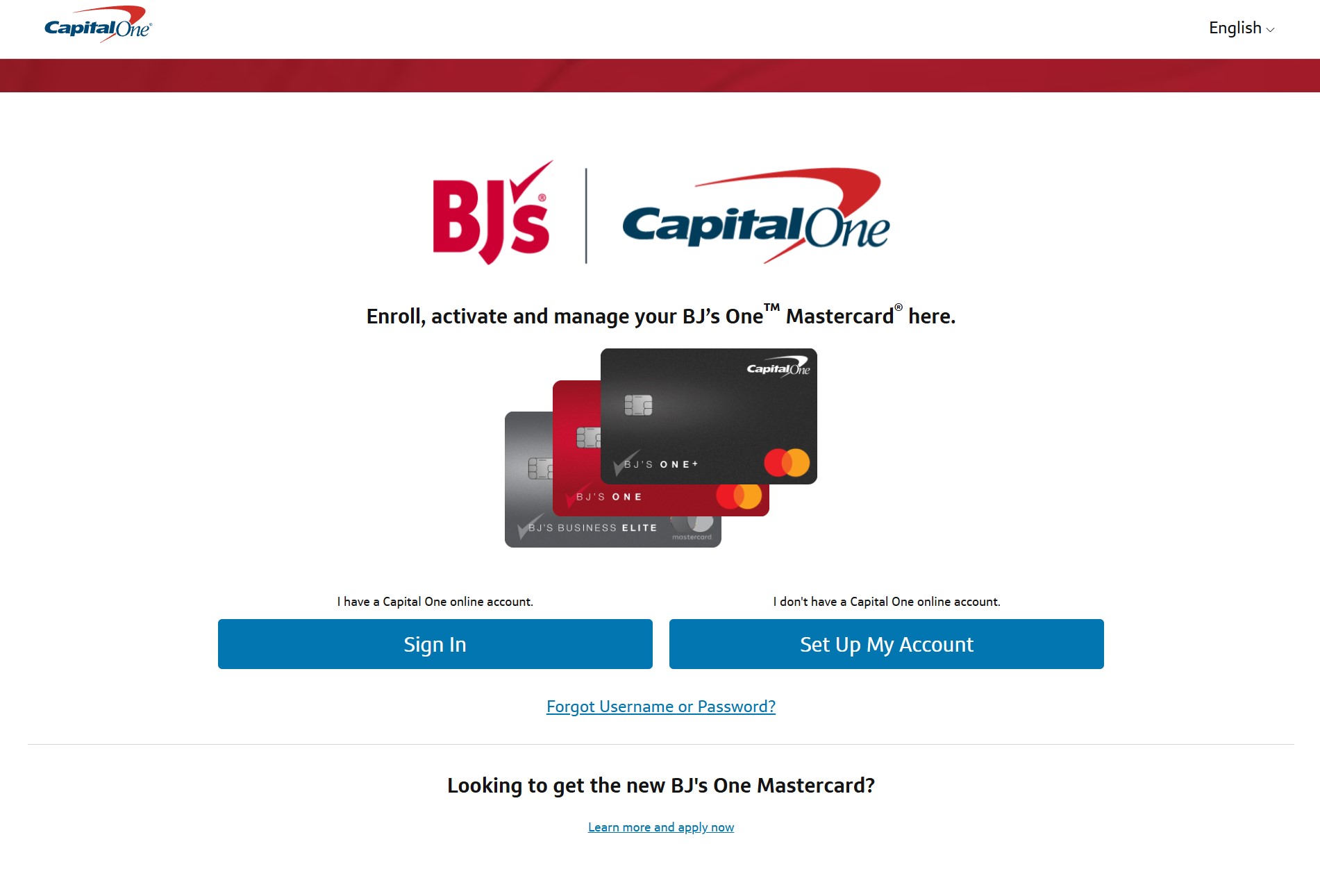 BJ's Credit Card Homepage